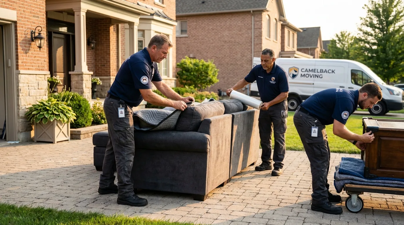 Large estate moving crew wrapping furniture in Yucaipa, CA