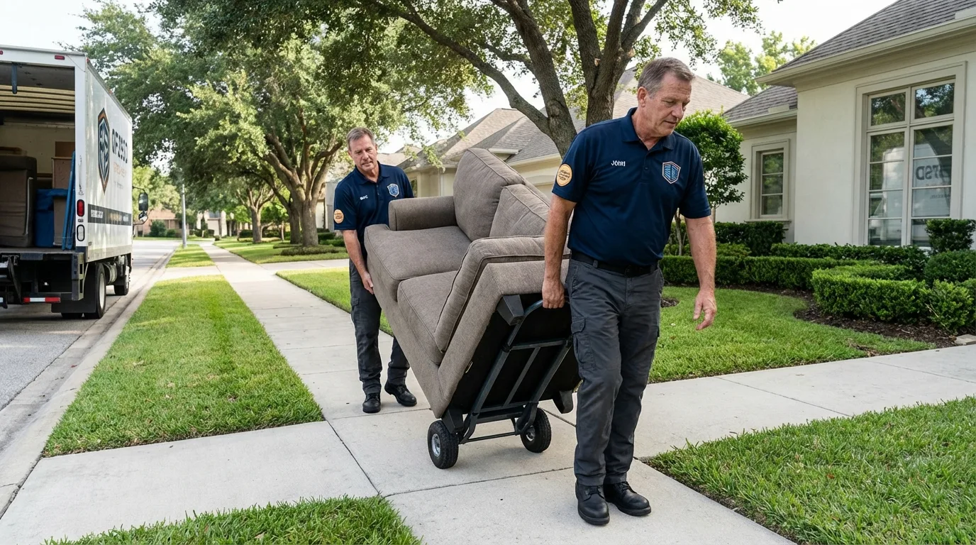 Local residential moving crew loading furniture in Yucaipa, CA